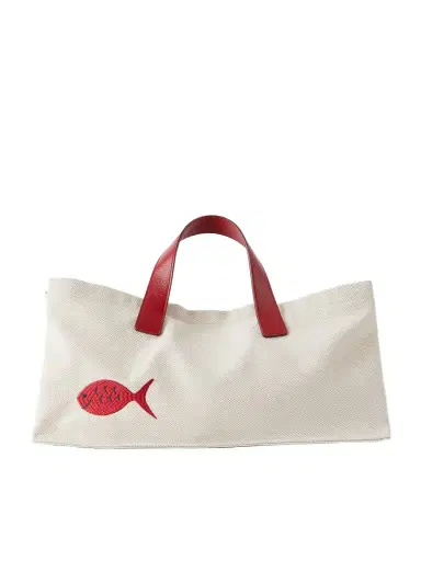 Staud +da Adolfo Port Logo Embroidered Canvas Tote | Thumbnail 1 Staud +da Adolfo Port Logo Embroidered Canvas Tote | Thumbnail 1