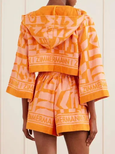 Zimmermann Solstice Hooded Cropped Jacquard-knit Cotton-terry Top | Thumbnail 3 Zimmermann Solstice Hooded Cropped Jacquard-knit Cotton-terry Top | Thumbnail 3