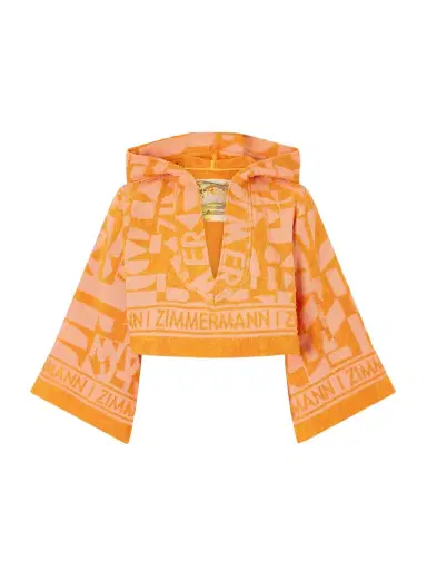 Zimmermann Solstice Hooded Cropped Jacquard-knit Cotton-terry Top | Thumbnail 1 Zimmermann Solstice Hooded Cropped Jacquard-knit Cotton-terry Top | Thumbnail 1