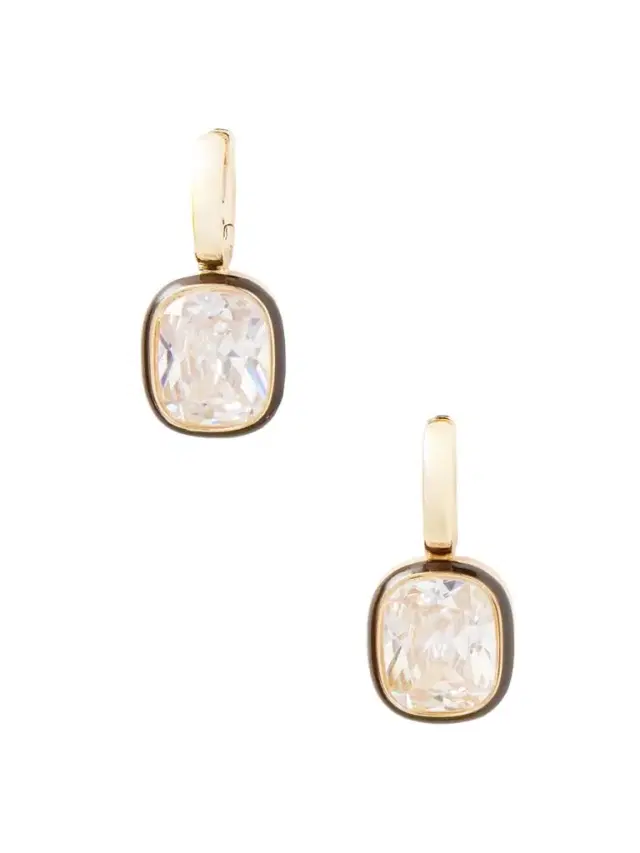 Roxanne Assoulin Cubic Cushion Gold-tone, Cubic Zirconia And Enamel Earrings