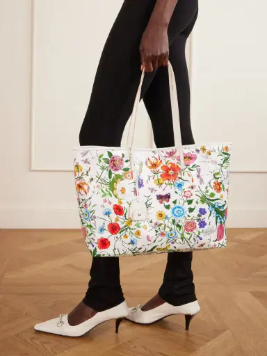Gucci Leather-trimmed Floral-print Coated-canvas Tote | Thumbnail 2