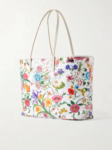 Gucci Leather-trimmed Floral-print Coated-canvas Tote | Thumbnail 4