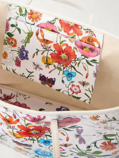 Gucci Leather-trimmed Floral-print Coated-canvas Tote | Thumbnail 6
