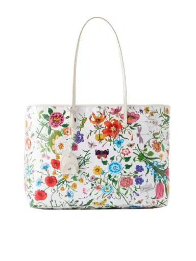 Gucci Leather-trimmed Floral-print Coated-canvas Tote | Thumbnail 1