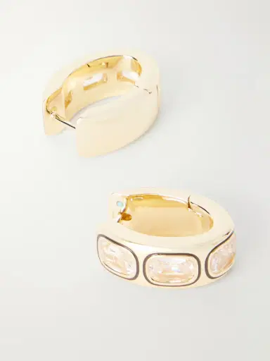Roxanne Assoulin The Cubic Hinged Chubby Gold-tone Cubic Zirconia Hoop Earrings | Thumbnail 3 Roxanne Assoulin The Cubic Hinged Chubby Gold-tone Cubic Zirconia Hoop Earrings | Thumbnail 3