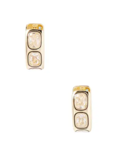 Roxanne Assoulin The Cubic Hinged Chubby Gold-tone Cubic Zirconia Hoop Earrings | Thumbnail 1 Roxanne Assoulin The Cubic Hinged Chubby Gold-tone Cubic Zirconia Hoop Earrings | Thumbnail 1
