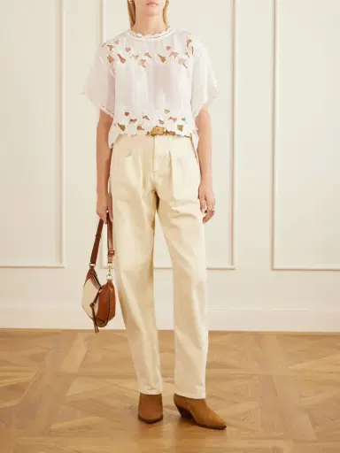 Isabel Marant Relda Cropped Embroidered Ramie Blouse | Thumbnail 2