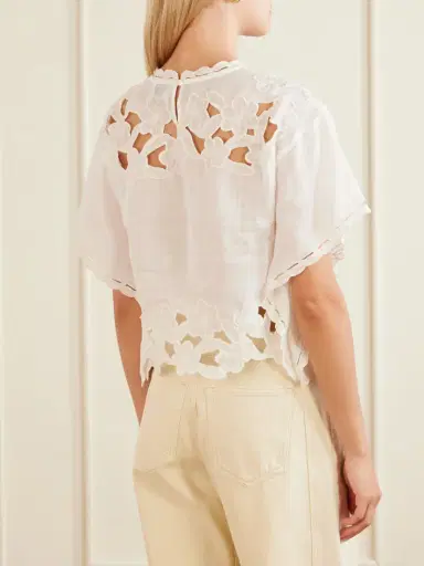 Isabel Marant Relda Cropped Embroidered Ramie Blouse | Thumbnail 4