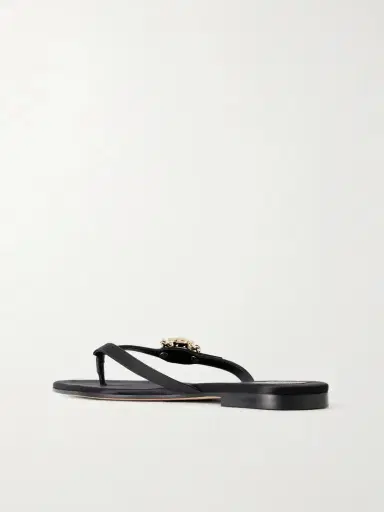 Roger Vivier Infradito Embellished Satin Thong Sandals | Thumbnail 3