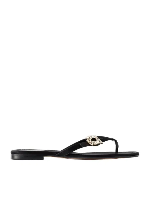 Roger Vivier Infradito Embellished Satin Thong Sandals