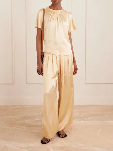 Isabel Marant Nolia Pleated Satin Wide-leg Pants | Thumbnail 2 Isabel Marant Nolia Pleated Satin Wide-leg Pants | Thumbnail 2