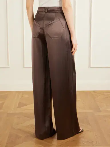 VIOLANTE NESSI Keckler Pleated Satin High-rise Straight-leg Pants | Thumbnail 4 VIOLANTE NESSI Keckler Pleated Satin High-rise Straight-leg Pants | Thumbnail 4