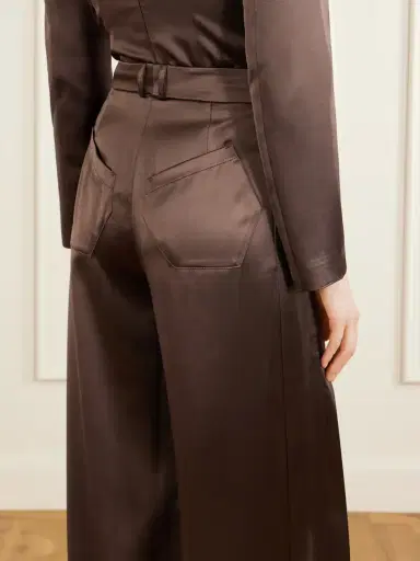 VIOLANTE NESSI Keckler Pleated Satin High-rise Straight-leg Pants | Thumbnail 5 VIOLANTE NESSI Keckler Pleated Satin High-rise Straight-leg Pants | Thumbnail 5