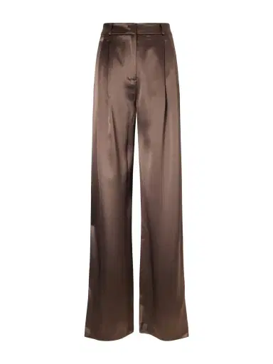 VIOLANTE NESSI Keckler Pleated Satin High-rise Straight-leg Pants | Thumbnail 1 VIOLANTE NESSI Keckler Pleated Satin High-rise Straight-leg Pants | Thumbnail 1