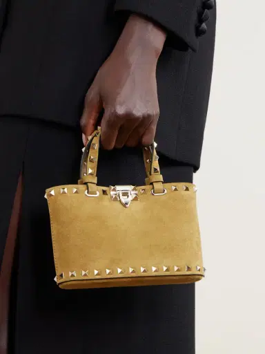 Valentino Garavani Rockstud Mini Embellished Suede Tote | Thumbnail 2 Valentino Garavani Rockstud Mini Embellished Suede Tote | Thumbnail 2