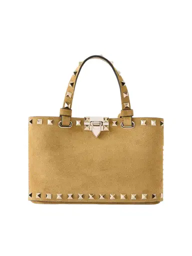 Valentino Garavani Rockstud Mini Embellished Suede Tote | Thumbnail 1 Valentino Garavani Rockstud Mini Embellished Suede Tote | Thumbnail 1