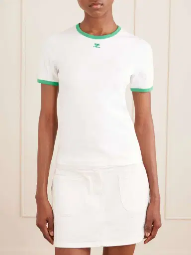Courrèges Logo-embroidered Cotton-jersey T-shirt | Thumbnail 3 Courrèges Logo-embroidered Cotton-jersey T-shirt | Thumbnail 3