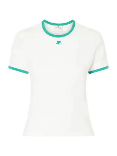 Courrèges Logo-embroidered Cotton-jersey T-shirt | Thumbnail 1 Courrèges Logo-embroidered Cotton-jersey T-shirt | Thumbnail 1