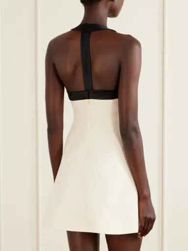Valentino Garavani Bow-detailed Satin-trimmed Wool And Silk-blend Crepe Mini Dress | Thumbnail 3 Valentino Garavani Bow-detailed Satin-trimmed Wool And Silk-blend Crepe Mini Dress | Thumbnail 3