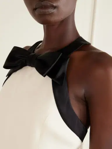 Valentino Garavani Bow-detailed Satin-trimmed Wool And Silk-blend Crepe Mini Dress | Thumbnail 4 Valentino Garavani Bow-detailed Satin-trimmed Wool And Silk-blend Crepe Mini Dress | Thumbnail 4