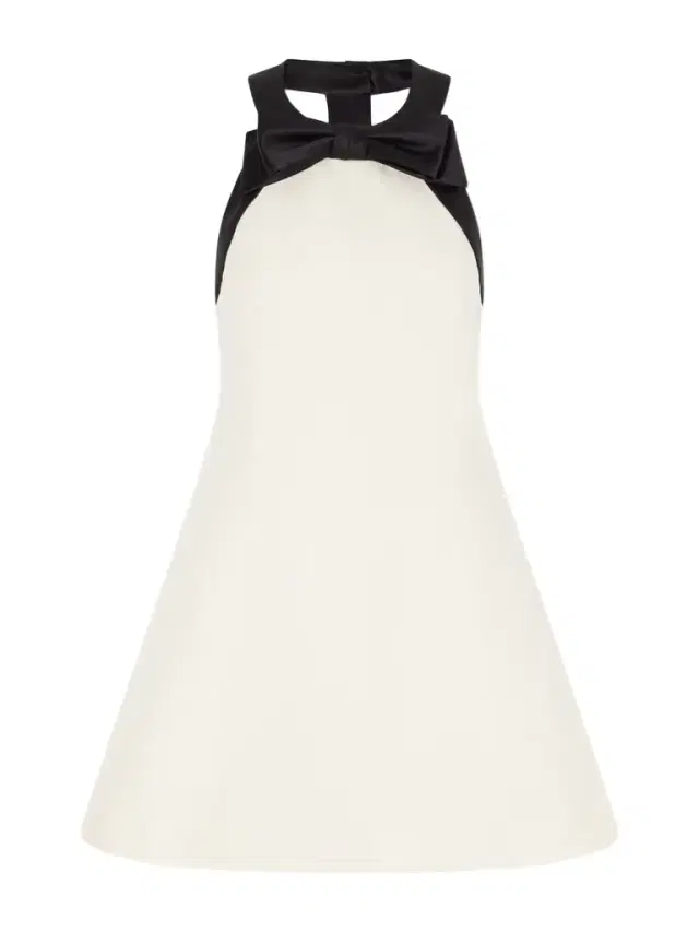 Valentino Garavani Bow-detailed Satin-trimmed Wool And Silk-blend Crepe Mini Dress