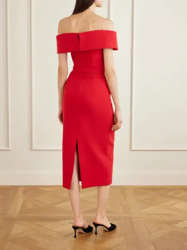 Rebecca Vallance Precious Off-the-shoulder Belted Crepe Midi Dress | Thumbnail 3 Rebecca Vallance Precious Off-the-shoulder Belted Crepe Midi Dress | Thumbnail 3