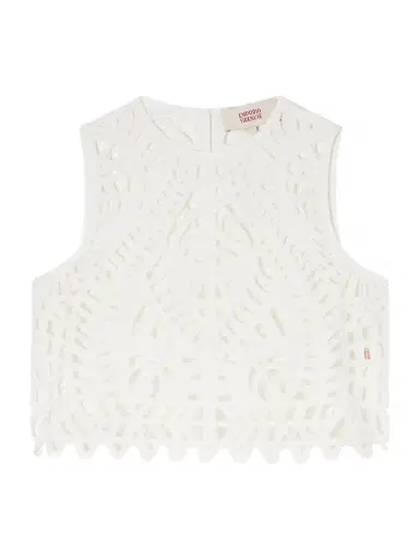 Emporio Sirenuse Ada Brisé Cropped Embroidered Cotton Top | Thumbnail 1 Emporio Sirenuse Ada Brisé Cropped Embroidered Cotton Top | Thumbnail 1