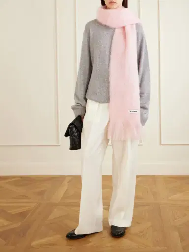 Jil Sander Fringed Mohair And Wool-bend Scarf | Thumbnail 2
