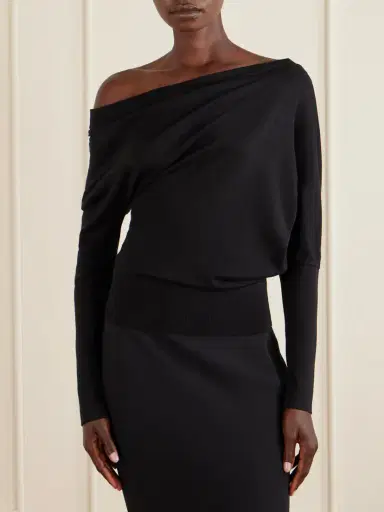 Tom Ford Off-the-shoulder Wool And Silk-blend Top | Thumbnail 3
