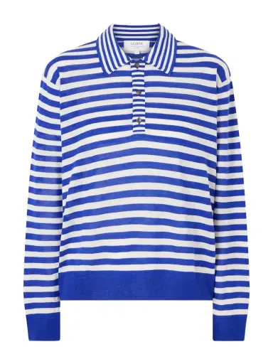 La Ligne Ben Striped Silk, Wool And Cashmere-blend Polo Sweater | Thumbnail 1 La Ligne Ben Striped Silk, Wool And Cashmere-blend Polo Sweater | Thumbnail 1