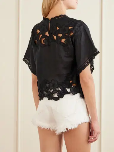 Isabel Marant Relda Cropped Embroidered Ramie Blouse | Thumbnail 4 Isabel Marant Relda Cropped Embroidered Ramie Blouse | Thumbnail 4
