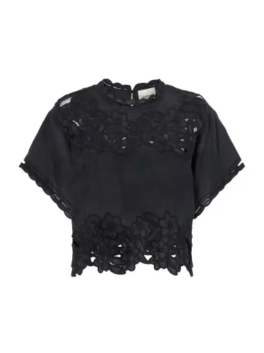 Isabel Marant Relda Cropped Embroidered Ramie Blouse | Thumbnail 1 Isabel Marant Relda Cropped Embroidered Ramie Blouse | Thumbnail 1