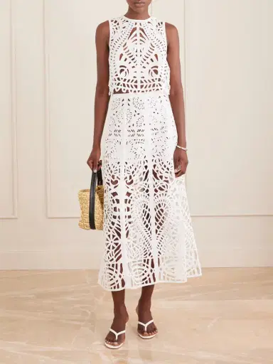 Emporio Sirenuse Rita Brisé Embroidered Cotton Midi Skirt | Thumbnail 2 Emporio Sirenuse Rita Brisé Embroidered Cotton Midi Skirt | Thumbnail 2