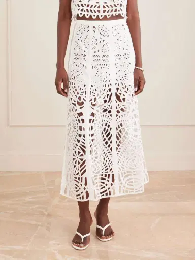 Emporio Sirenuse Rita Brisé Embroidered Cotton Midi Skirt | Thumbnail 3 Emporio Sirenuse Rita Brisé Embroidered Cotton Midi Skirt | Thumbnail 3