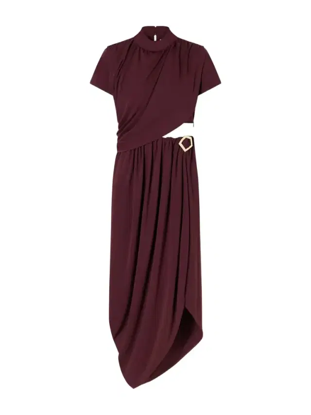 Pagani Cutout Embellished Gathered Crepe De Chine Midi Dress