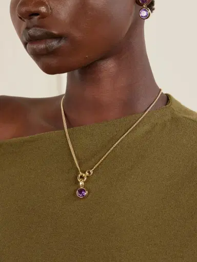 Roxanne Assoulin The Single Drop Gold-tone And Cubic Zirconia Necklace | Thumbnail 2 Roxanne Assoulin The Single Drop Gold-tone And Cubic Zirconia Necklace | Thumbnail 2