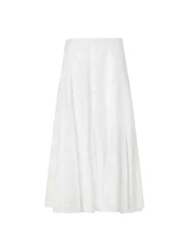 Pleated Broderie Anglaise Cotton Midi Skirt