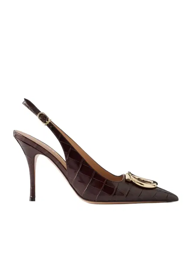 Ferragamo Sara 95 Croc-effect Leather Slingback Pumps