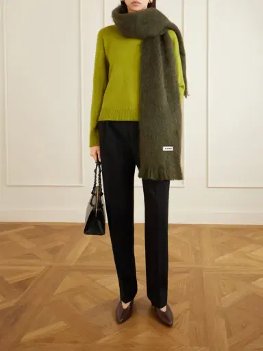 Jil Sander Fringed Mohair And Wool-bend Scarf | Thumbnail 2 Jil Sander Fringed Mohair And Wool-bend Scarf | Thumbnail 2