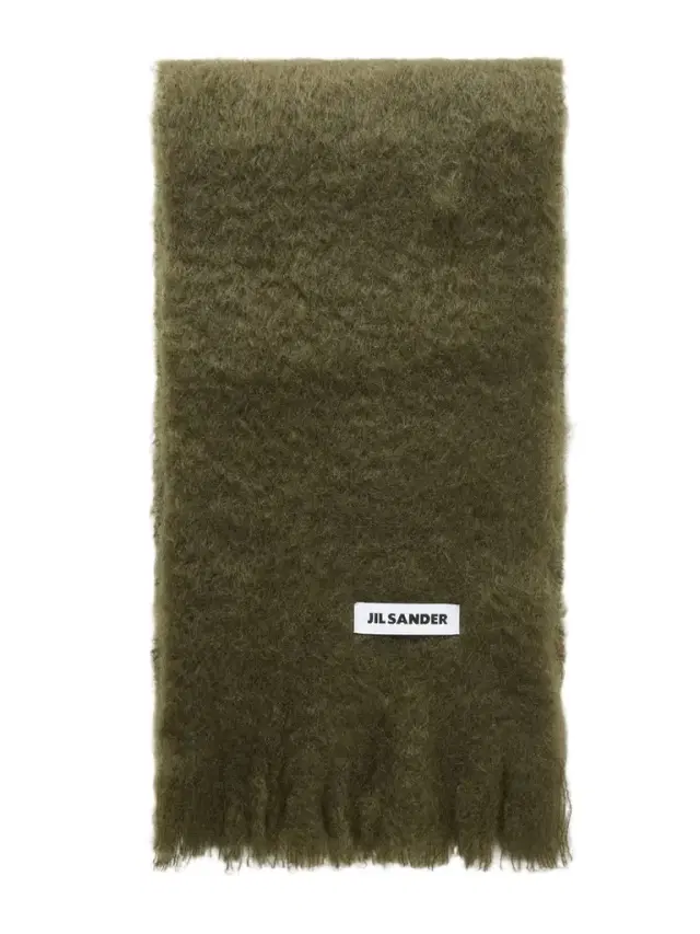 Jil Sander Fringed Mohair And Wool-bend Scarf