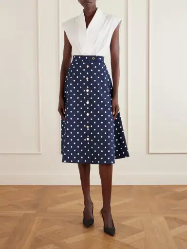 Carolina Herrera Polka-dot Cotton-blend Twill Midi Skirt | Thumbnail 2 Carolina Herrera Polka-dot Cotton-blend Twill Midi Skirt | Thumbnail 2