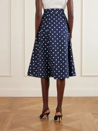 Carolina Herrera Polka-dot Cotton-blend Twill Midi Skirt | Thumbnail 3 Carolina Herrera Polka-dot Cotton-blend Twill Midi Skirt | Thumbnail 3