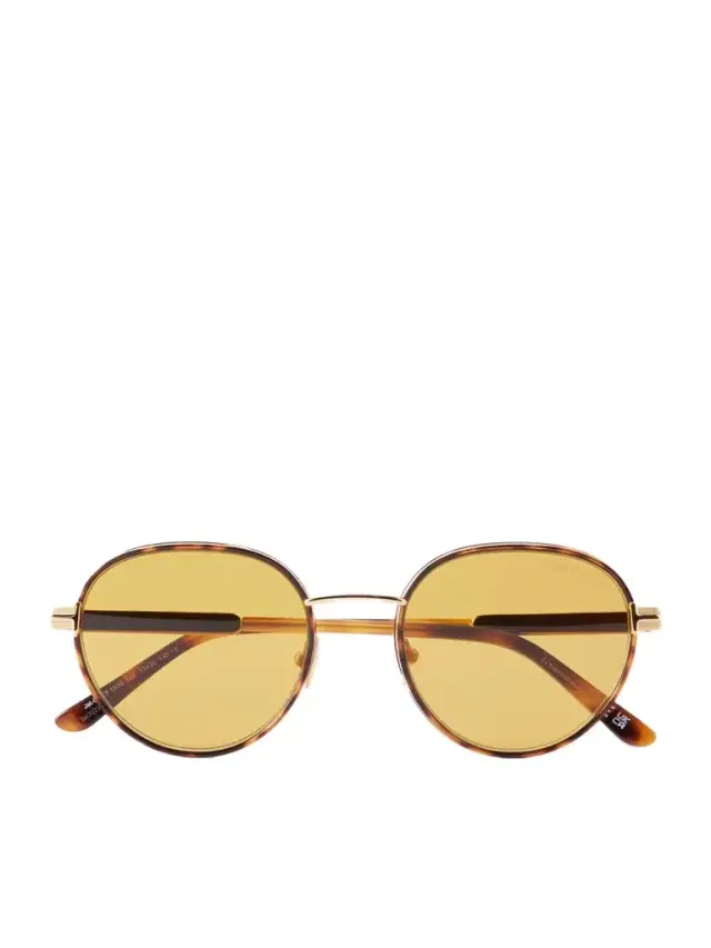 Tom Ford Jet-02 Round-frame Gold-tone And Tortoiseshell Acetate Sunglasses