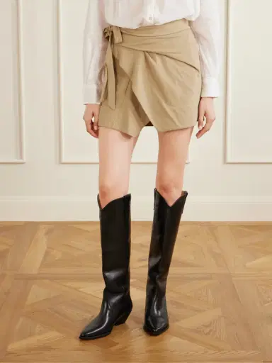 Isabel Marant Berenice Asymmetric Draped Cotton-jersey Mini Wrap Skirt | Thumbnail 3 Isabel Marant Berenice Asymmetric Draped Cotton-jersey Mini Wrap Skirt | Thumbnail 3