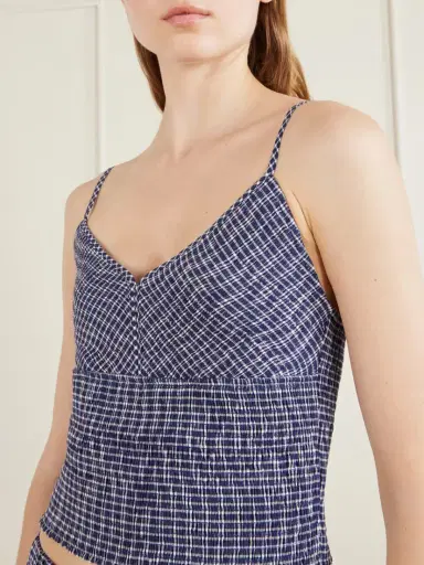 La Ligne Anora Smocked Striped Stretch-knit Cotton-blend Top | Thumbnail 5
