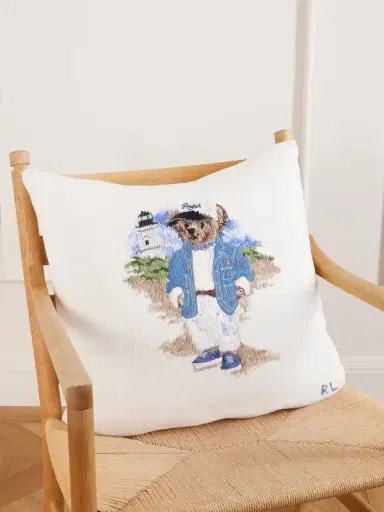Ralph Lauren Home By The Sea Polo Bear Embroidered Cotton Cushion | Thumbnail 1 Ralph Lauren Home By The Sea Polo Bear Embroidered Cotton Cushion | Thumbnail 1