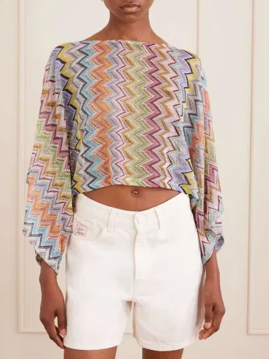 Missoni Striped Cropped Metallic Crochet-knit Top | Thumbnail 3