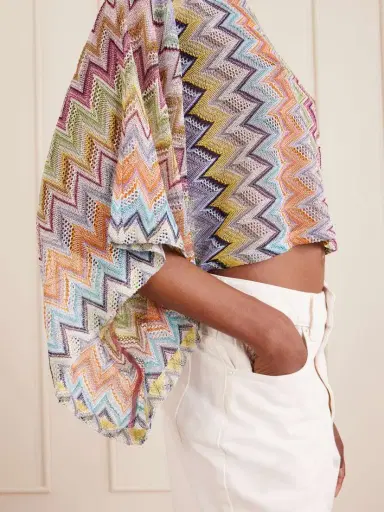 Missoni Striped Cropped Metallic Crochet-knit Top | Thumbnail 5