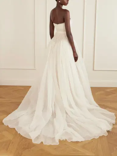 Danielle Frankel Henrietta Strapless Bustier Crinkled Silk-organza Gown | Thumbnail 3