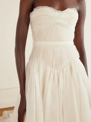 Danielle Frankel Henrietta Strapless Bustier Crinkled Silk-organza Gown | Thumbnail 4